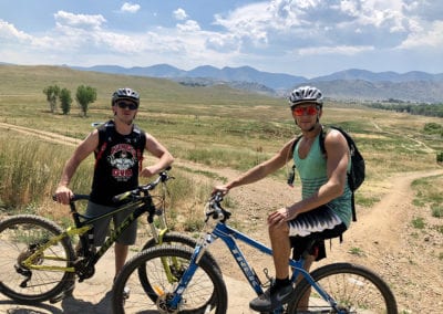 two men on mountain bikes