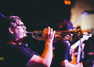 CJ playing the trumpet