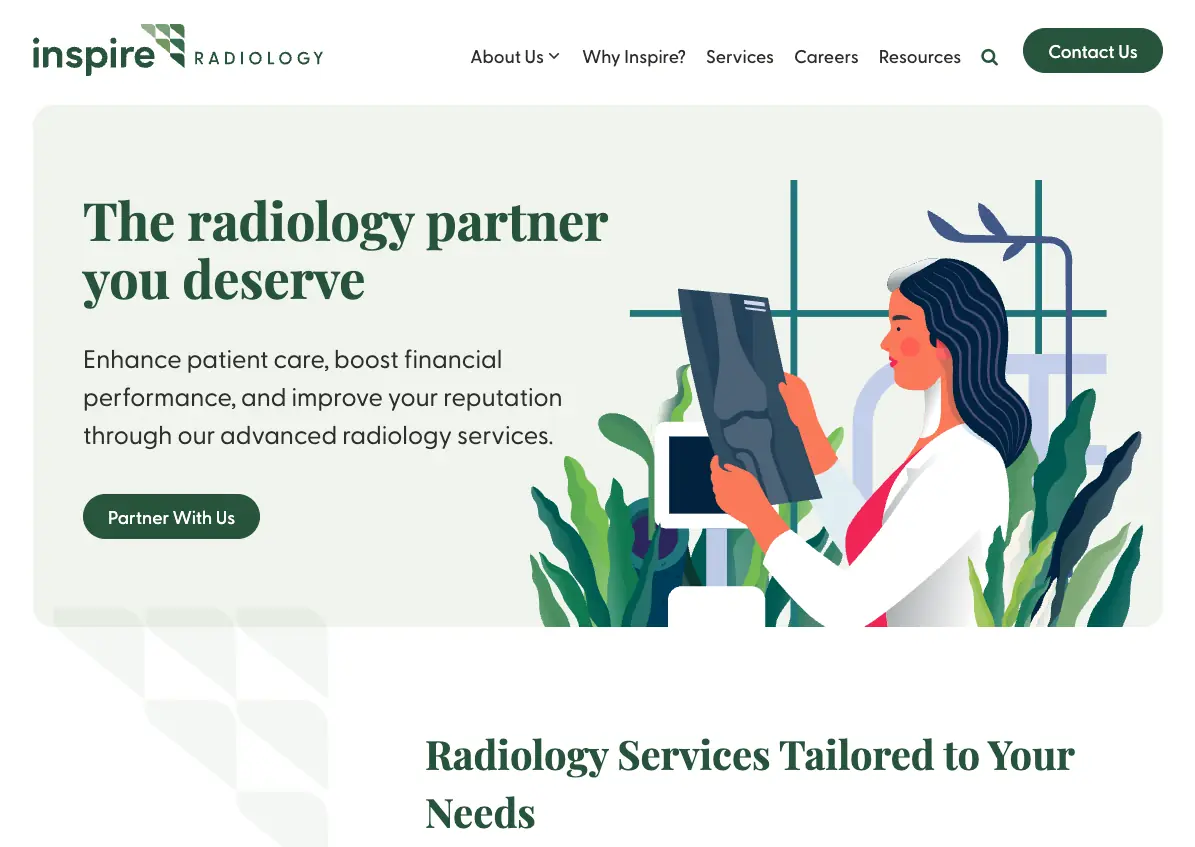 Inspire Radiology website homepage